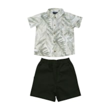 Masculino Camisa Estampada Folhas e Bermuda Sarja 405486 - Vrasalon