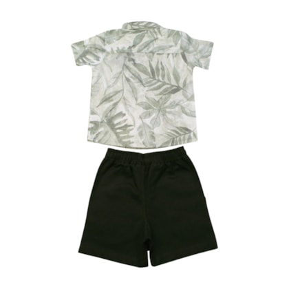 Masculino Camisa Estampada Folhas e Bermuda Sarja 405486 - Vrasalon