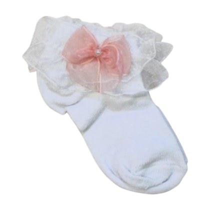 Meia Algodão com Laço Voal 15 - Brando  