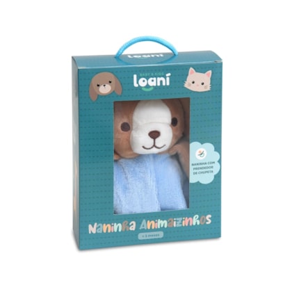 Naninha Animaizinhos Cachorrinho Microfibra com Predendor de Chupeta +3meses 3142 - Loani 