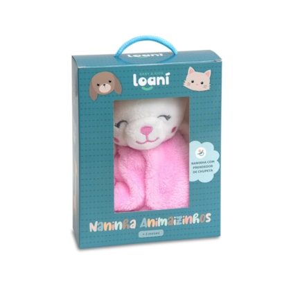 Naninha Animaizinhos Gatinha  Microfibra com Predendor de Chupeta +3meses 3143 - Loani 