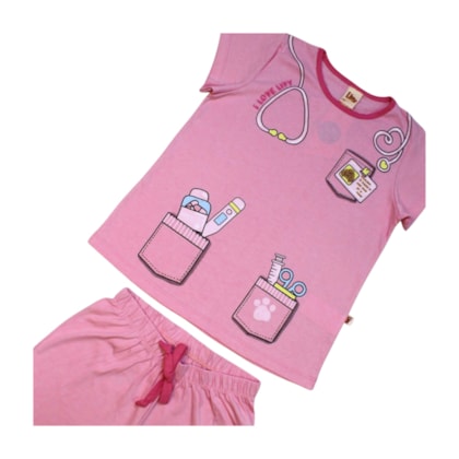 Pijama Curto Feminino Estampa Acessórios Brilha no Escuro 9356 - Livy