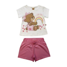 Pijama Curto Feminino Estampa Ursa Brilha no Escuro 9357 - Livy