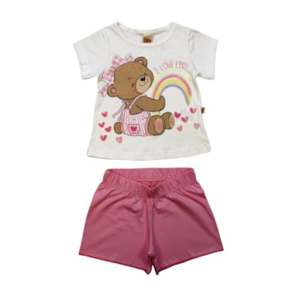 Pijama Curto Feminino Estampa Ursa Brilha no Escuro 9357 - Livy