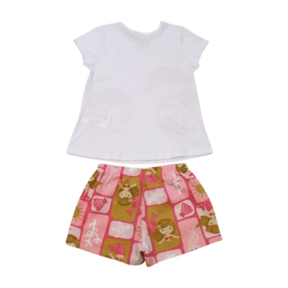 Pijama Curto Feminino Estampado Sereias 1001379 - Kyly