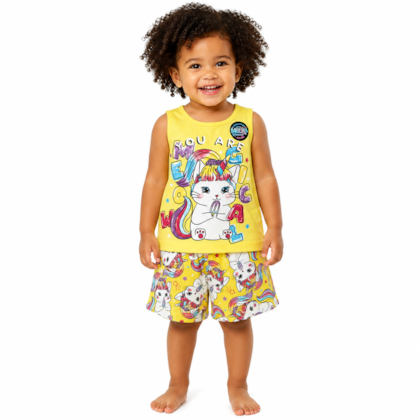 Pijama Curto Feminino Regata Meow 3284 - Fakini