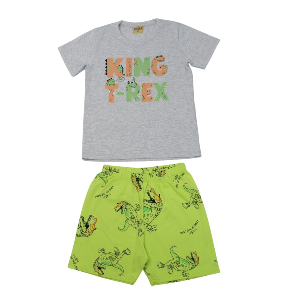 Pijama Curto Masculino Curto Estampa King Brilha no Escuro 27392 - Rollu