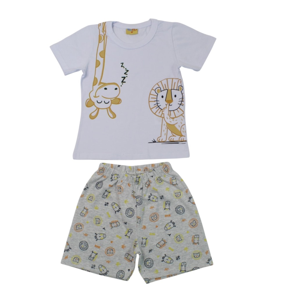 Pijama Curto Masculino Estampa Bichos Brilha no Escuro 27394 - Rollu