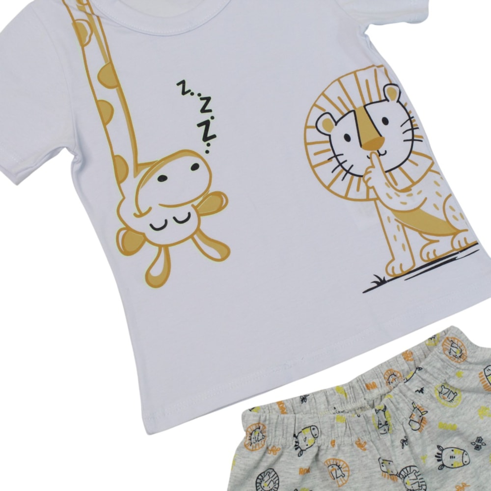 Pijama Curto Masculino Estampa Bichos Brilha no Escuro 27394 - Rollu