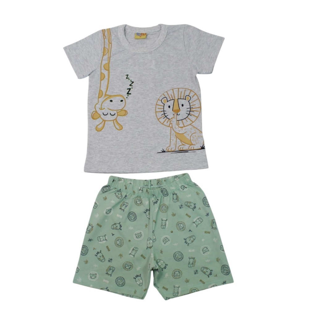 Pijama Curto Masculino Estampa Bichos Brilha no Escuro 27394 - Rollu