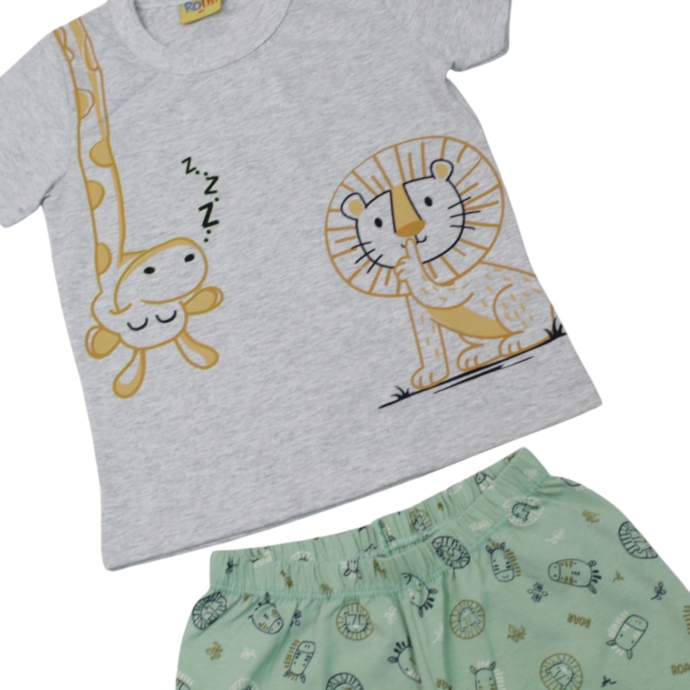 Pijama Curto Masculino Estampa Bichos Brilha no Escuro 27394 - Rollu