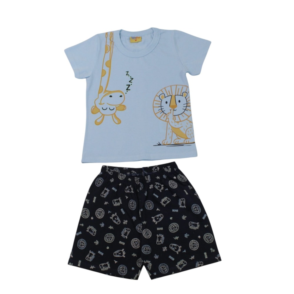 Pijama Curto Masculino Estampa Bichos Brilha no Escuro 27394 - Rollu
