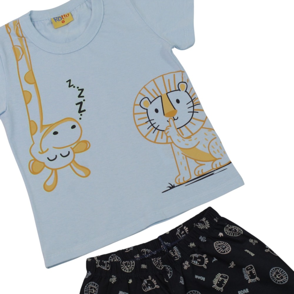 Pijama Curto Masculino Estampa Bichos Brilha no Escuro 27394 - Rollu