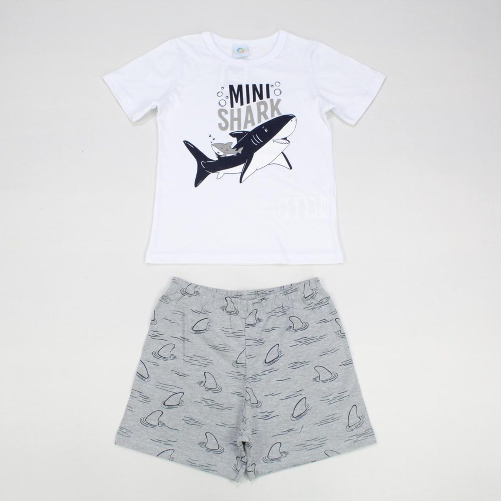 Pijama Curto Masculino Estampado Shark 44660 - Alenice