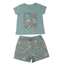 Pijama Feminino Curto Estampado Lanches Brilha no Escuro 27267 - Brandili
