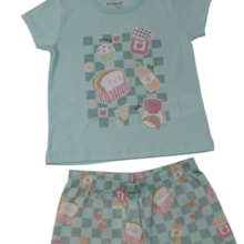 Pijama Feminino Curto Estampado Lanches Brilha no Escuro 27267 - Brandili