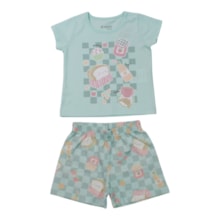Pijama Feminino Curto Estampado Lanches Brilha no Escuro 27267 - Brandili