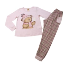 Pijama Feminino Malha Longo com Xadrez Brilha no Escuro 9733 - Livy
