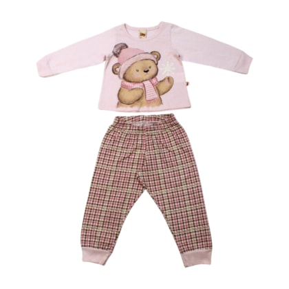 Pijama Feminino Malha Longo com Xadrez Brilha no Escuro 9733 - Livy