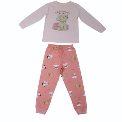 Pijama Feminino Malha Longo Estampa Cachorra Brilha No Escuro 27269 - Brandili