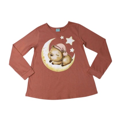 Pijama Longo Feminino Estampa  Capivara Brilha no Escuro 1001643 - Kyly