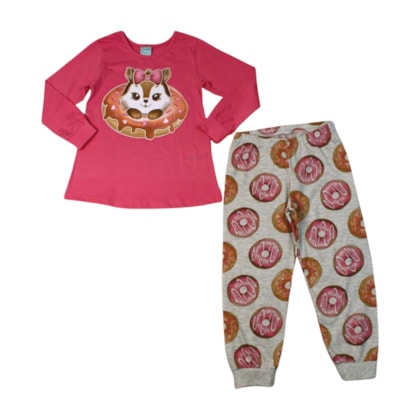 Pijama Longo Feminino Estampa Donut Brilha npo Escuro 1001637 - Kyly