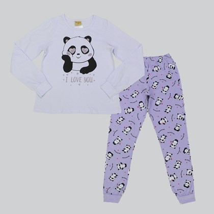 Pijama Longo Feminino Estampa Panda 17306-3 - Rolu