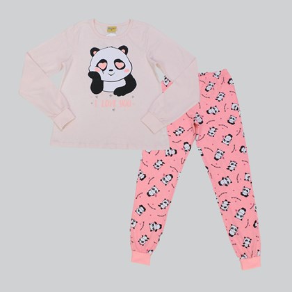 Pijama Longo Feminino Estampa Panda 17306-3 - Rolu