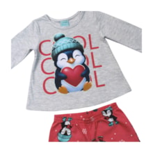 Pijama Longo Feminino Estampa Pinguim Brilha no Escuro 1001636 - Kyly