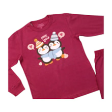 Pijama Longo Feminino Estampa Pinguim Brilha no Escuro 9318 - Bicho Bagunça