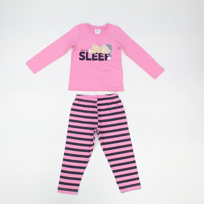 Pijama Longo Feminino Estampa Sleep Brilha no Escuro 44774 - Alenice