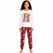 Pijama Longo Feminino Estampa Ursa Brilha no Escuro 1001644 - Kyly