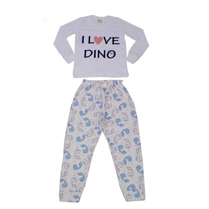 Pijama Longo Feminino Estampado Dinossauros 4027 - Pitiluka