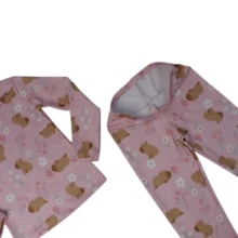 Pijama Longo Feminino Térmico Estampado Capivara 7335 - Bicho Bagunça