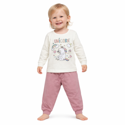 Pijama Longo Feminino Unicórnio Brilha no Escuro 9311 - Bicho Bagunça