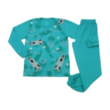 Pijama Longo Masculino Estampa Foguete Brilha no Escuro 9325 - Bicho Bagunça
