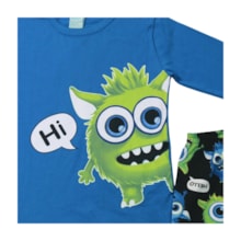 Pijama Longo Masculino Estampa Mostro Brilha no Escuro 1001647 - Kyly