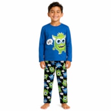 Pijama Longo Masculino Estampa Mostro Brilha no Escuro 1001647 - Kyly