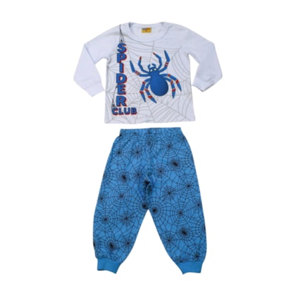 Pijama Longo Masculino Estampa Spider Brilha no Escuro 26513 - Rollu