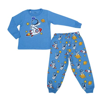 Pijama Longo Masculino Estampado Foguete Brilha no Escuro 9174 - Bicho Bagunça