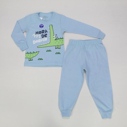 Pijama Longo Masculino Estampado Jacaré Brilha no Escuro 9175 - Bicho Bagunça