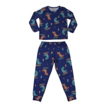 Pijama Longo Térmico Masculino Estampado Dinossauros  7334 - Bicho Bagunça