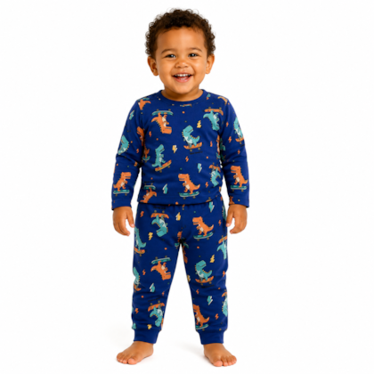 Pijama Longo Térmico Masculino Estampado Dinossauros  7334 - Bicho Bagunça