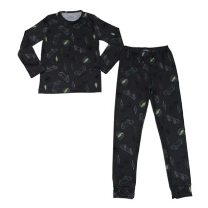Pijama Longo Térmico Masculino Estampado Skate 7336 - Bicho Bagunça