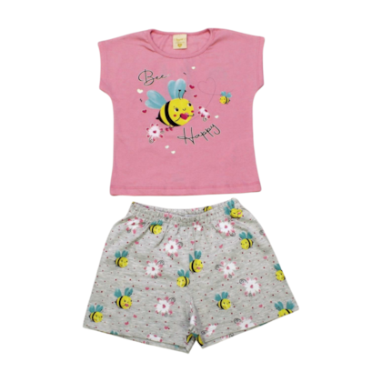 Pijama Malha Curto Feminino Abelhinha Brilha no Escuro 00021 - Angerô  