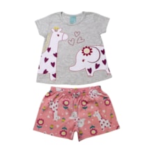 Pijama Malha Curto Feminino Estampa Bichos 1001141 - Kyly 