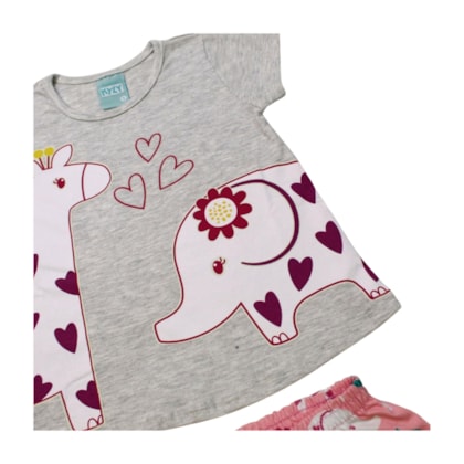 Pijama Malha Curto Feminino Estampa Bichos 1001141 - Kyly 