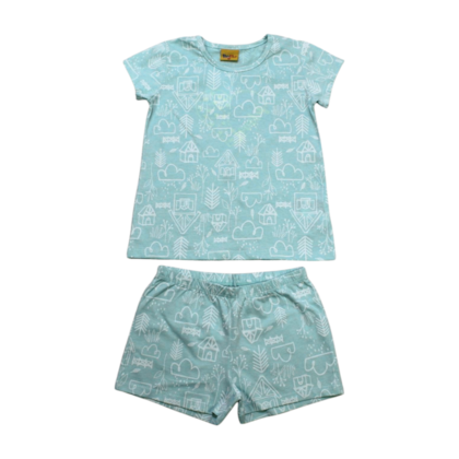 Pijama Malha Curto Feminino Estampa Coração Brilha no Escuro 22194 - Rollu 
