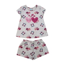 Pijama Malha Curto Feminino Estampa Corações 1001143 - Kyly 