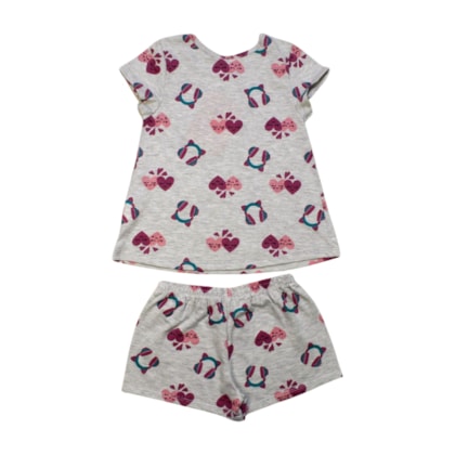 Pijama Malha Curto Feminino Estampa Corações 1001143 - Kyly 